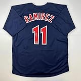 Facsimile Autographed Jose Ramirez Cleveland Blue Reprint Laser Auto Baseball Jersey Size Men's XL