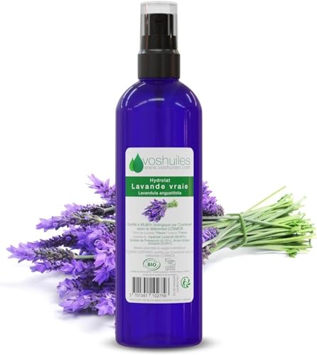VOSHUILES - Hydrolat Lavande - Eau Florale de Lavande COSMOS 100% Pure et Naturelle - Soin Aromathérapie pour Peau et Cheveux - 200ml
