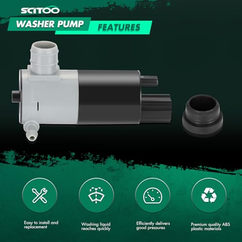Image of SCITOO Windshield Washer Pump Fits For 2008-2017 for Ford Taurus, Replacement OE# 5103452AA,55077241AB, 2 - Pin | Direct fit for 2015-2017 For Ford For F-150|2013-2017 For Ford For Fusion|Replaces OE 5103452AA,55077241AB|With Grommet