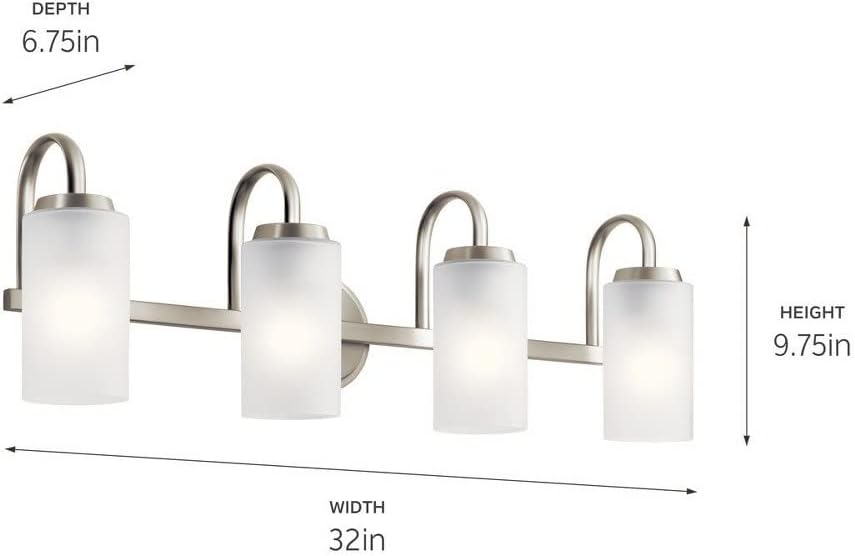 Kichler Kennewick 4 Light Vanity Light with Etched Glass in Black