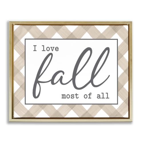 Autumn Calligraphy Plaid Sign, 16 x 20 Inch Canvas in Floater Frame