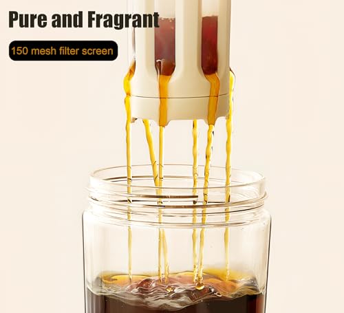 LamChyar Cafeteira portátil a frio, filtro de malha fina 150 jarro de café para geladeira, café frio