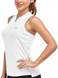 MoFiz Women's Racerback Tennis Shirt Sleeveless Golf Tops Sun Protection Workout Shirt Solid Collare