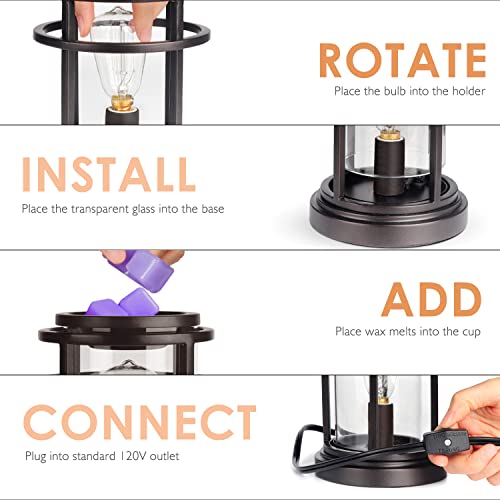 SALKING Electric Wax Warmer - Metal Wax Melt Warmer for Scented Wax,Candle Wax Burner Fragrance Warmer and 2 Edison Bulbs, Wax Melt Melter for Home Decor Office,Birthday Gifts for Women - Thumbnail 6