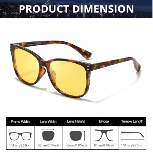 IGnaef Anti Glare Night Vision Driving Glasses for Womens Polarized Yellow Nighttime Glasses IF225263