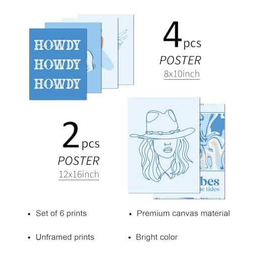 Western Cowgirl Room Decor Aesthetic Coastal Cowgirl Wall Art Blue Posters Prints Howdy Wall Art Aesthetic Surf Granddaughter Girls Beach Decorations Poster Preppy Cowboy Wall Art Prints - Image 3