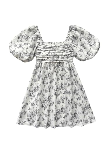 Image of Floerns Women's Floral Dress Puff Sleeve Dress Square Neck Summer Vacation Picnic Mini Dresses