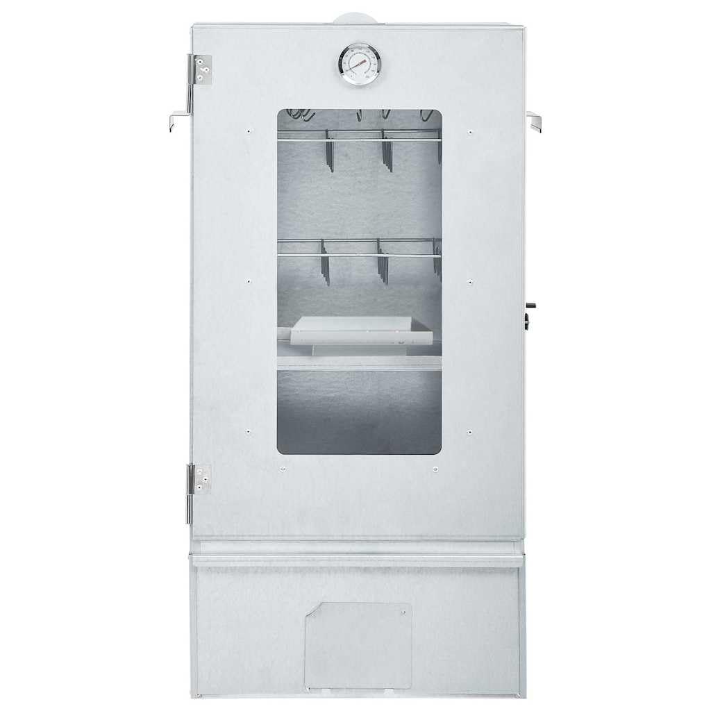Horno para ahumar de acero galvanizado para barbacoa al aire libre con termómetro, 44,5 x 29 x 83 cm, incluye 1 kg de virutas de madera y 12 ganchos para carne, pescado, salchichas