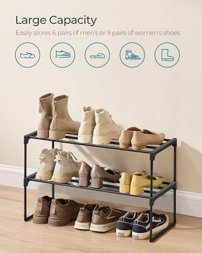 Image of SONGMICS Shoe Rack, 2-Tier Shoe Organizer, Metal Storage Shelf