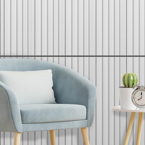 Image of Art3d 48 x 6 in WPC Wood Slat Wall Panels, 3D Wall Accents, 16-Pack, White
