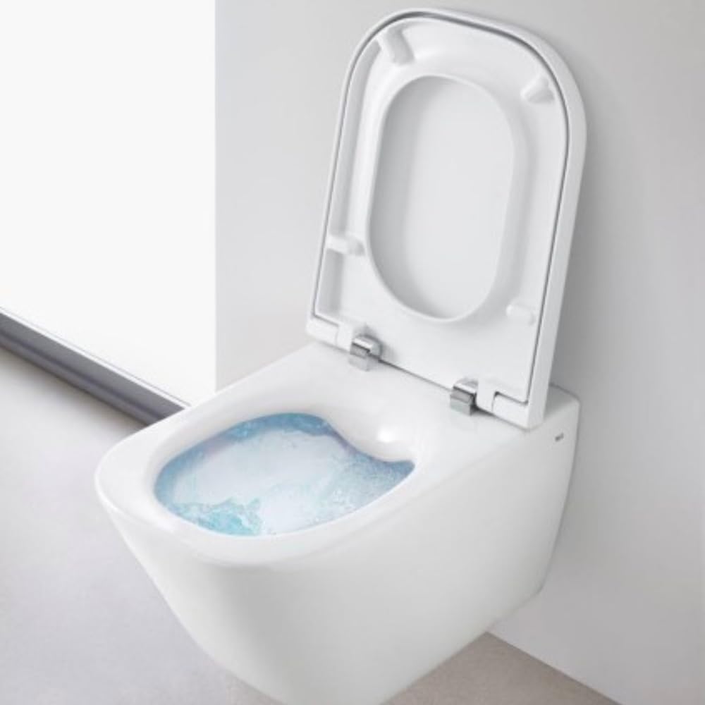 ROCA Pack Cuvette WC THE GAP suspendue sans bride - abattant frein chute - Blanc