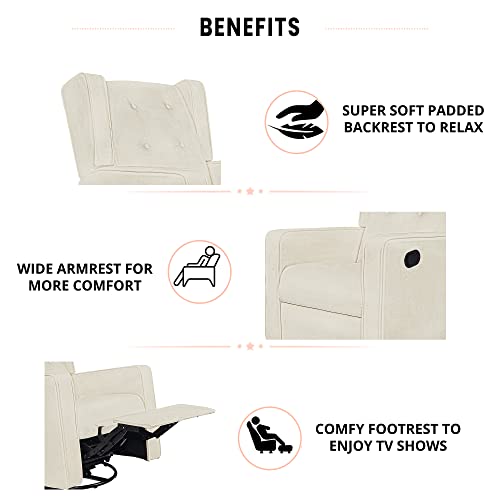 Naomi Home Microfiber, Tufted Odelia Swivel Glider Recliner Rocker, Nursery Glider Recliner Nursery Chair, Gliding Swivel Recliner Chairs For Living Room, Nursery Recliner Rocker Glider Cream #TOP4