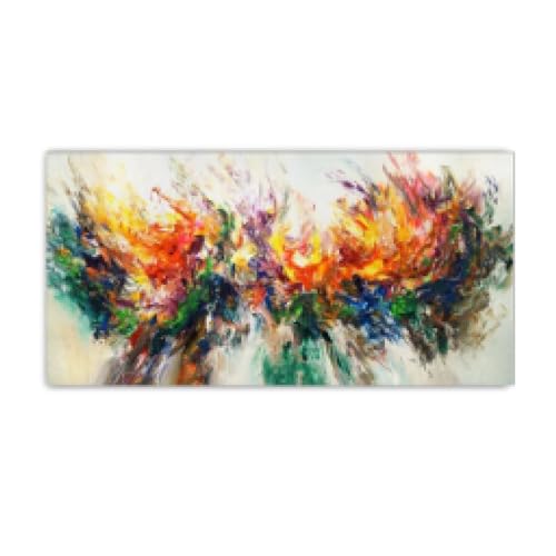 Toile peinture murale de qualité supérieure tableau abstrait GoldLife encadré 30x60 cm