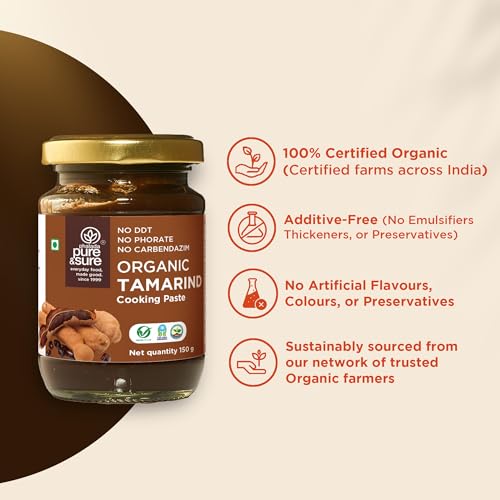 Image of Pure & Sure Organic Tamarind (Imli) Paste 150G | 100% Fresh Imli Chutney | Naturally Processed & Thick | Homemade Taste & Quality for Cooking | No Additives & Chemical