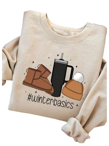 SweatyRocks Women's Crewneck Graphic Sweatshirt Pullover Long Sleeve Casual Oversize