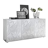 Shiito - Aparador Compuesto de 3 Puertas, Fabricado en Color Blanco Brillo y Acabado esmaltado. Modelo Prisma 206699 05