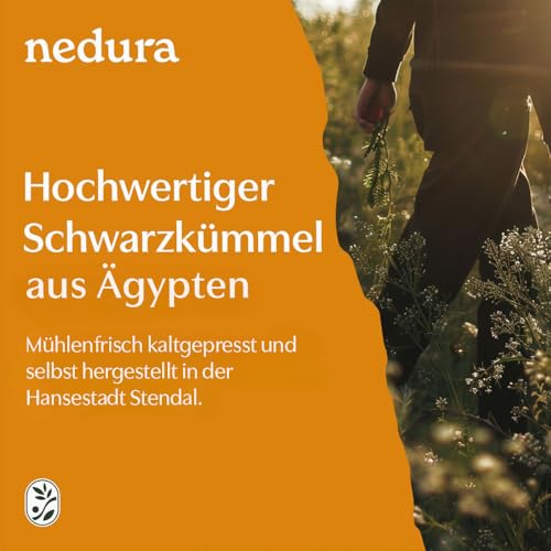 nedura® Schwarzkümmelöl kaltgepresst (ungefiltert) 500ml – mit hohem Thymochinongehalt - 100% naturrein, zertifiziert - täglich frisch & schonend gepresst - direkt aus eigener Manufaktur