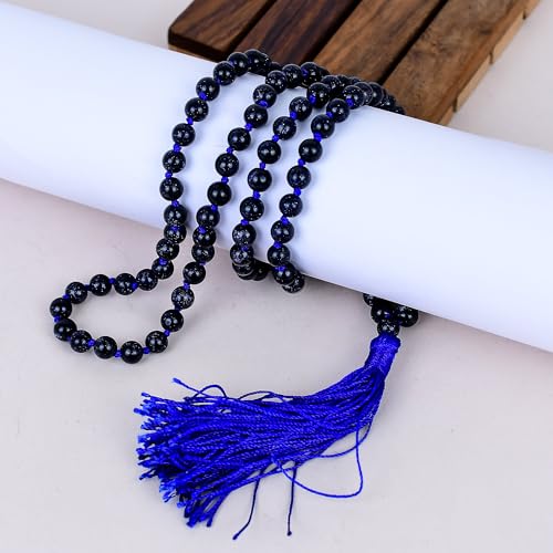 Collier Mala d'exception en pierre de soleil AAA véritable fait main
