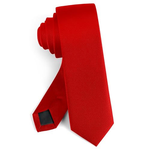 Puistr Boys Red Tie Solid Color Necktie for Teen with Gift Box