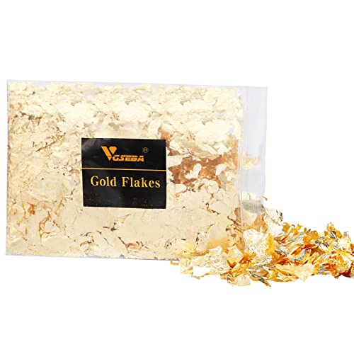 VGSEBA Feuilles d'or, 5g,pour La Dorure, La Peinture, L'artisanat, Les Ongles et Le Bricolage ,Contient 5g de Feuille d'or Broyée(Or) Cover