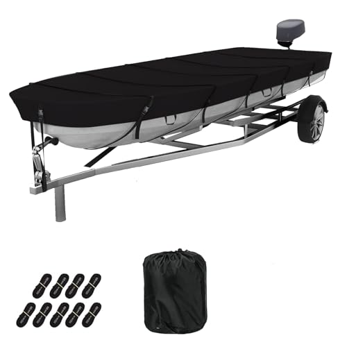 GrondNictory Jon Boat Cover 12-14ft 420D Waterproof Boat Covers Fits Jon Boat 14ft Long and Beam Width up to 70 inches (Fit12-14FT Jon Boat)
