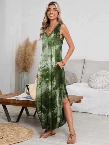 Image of BELAROI Womens Plus Size Maxi Dress Sundress Summer Casual Sleeveless V Neck Pockets Beach Swimsuit Coverup Loose