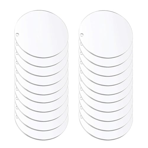 GVSS 40 Pièces Feuilles Acryliques Transparentes 5 cm, Plaque Rond Transparent avec Trou,Disques Acryliques Transparents Polyvalentes pour Bricolage,Projets Artistiques et Décoration