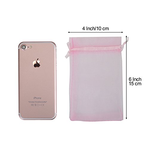 Image of HRX Package 100pcs Pink Organza Bags,4 x 6 inches Wedding Christmas Favors Gift Drawstring Bags Jewelry Pouches