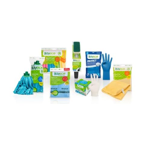 Bayeco - Anfänger-Reinigungsset - Enthält: Nachfüllmop, verschiedene Arten von Tüchern, Handschuhen, Schwamm mit Griff Cover