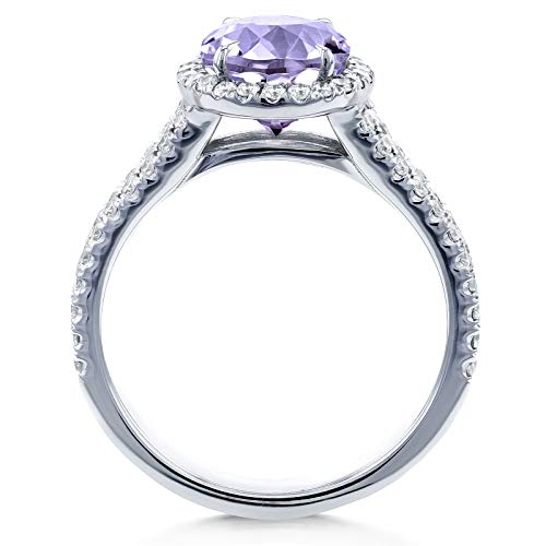 Kobelli Oval Cut Lavender Amethyst and Diamond Halo Split Shank Ring 2 CTW 14k White Gold4