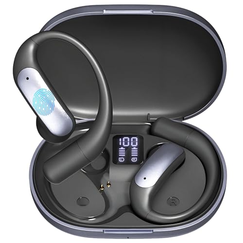 Open Ear Headphones, AI Translation Earbuds, No Subscription, Open Ear Earbuds Wireless Bluetooth, 46H Playtime, Bluetooth 5.4, Comfortable Fit, Suitable for Fitness, Sports, Travel (Black)