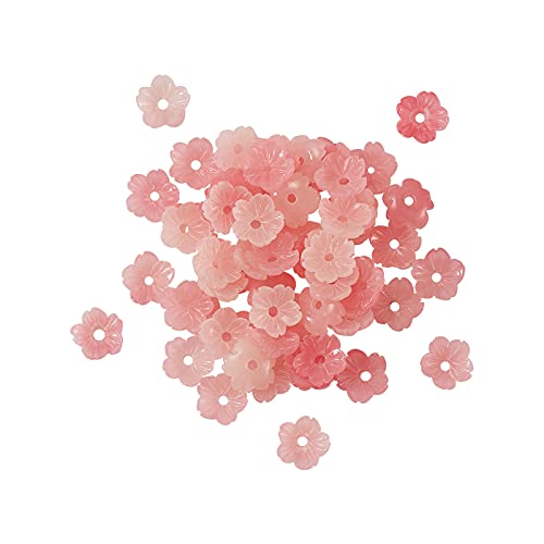 Airssory 100 Pcs Shell Powder Beads Flower Shaped Red Bead Bell Caps Spacer Loose Beads Bulk for Jewellery Making Decoration - 8x2.5mm
