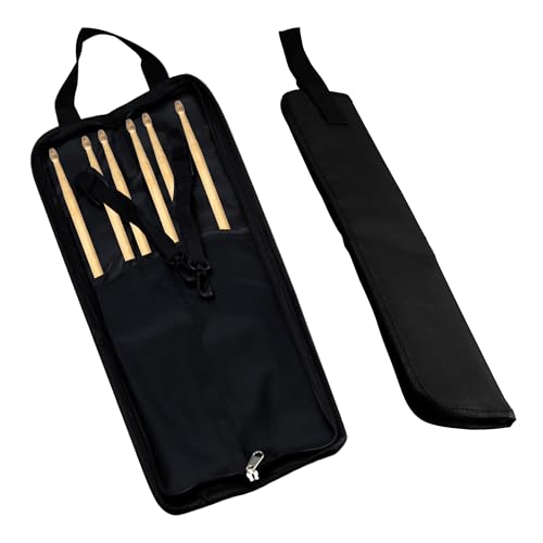 AUXBC Drumstick Bag Handbag, Drum Sticks Portable Storage Carrying Case with Interior Hooks, Oxford Fabric Drum Stick Holder for Percussion Mallets (Black)