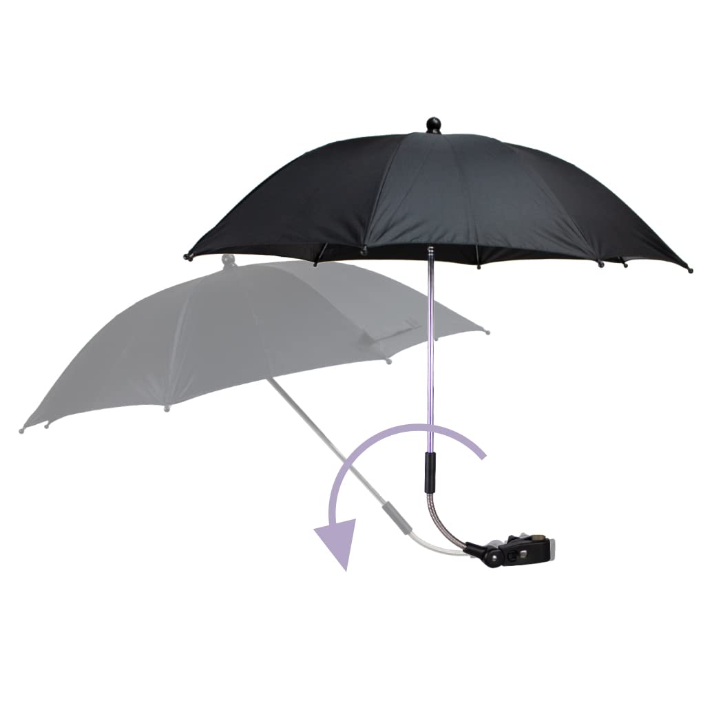 Dooky Ombrellone per carrozzina/passeggino/passeggino, protezione UV UPF 50+, flessibilità 180 gradi con tecnologia Duo Flex, antivento e impermeabile, 100% poliestere, portata 76 cm, beige foglie