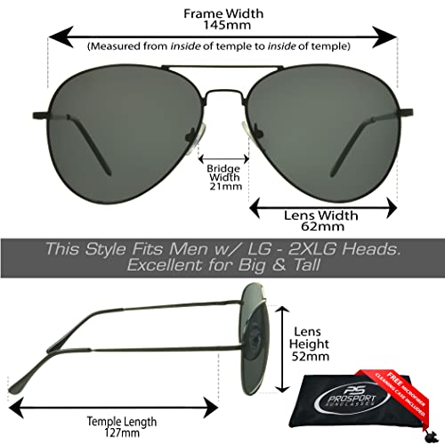 Image of proSPORT Aviator Big & Tall Sunglass Mens Oversize Extra Large & Wide Fit Polarized Available