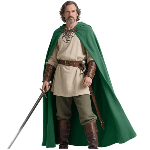 keland Capa medieval de lino con capucha Renaissance para mujer