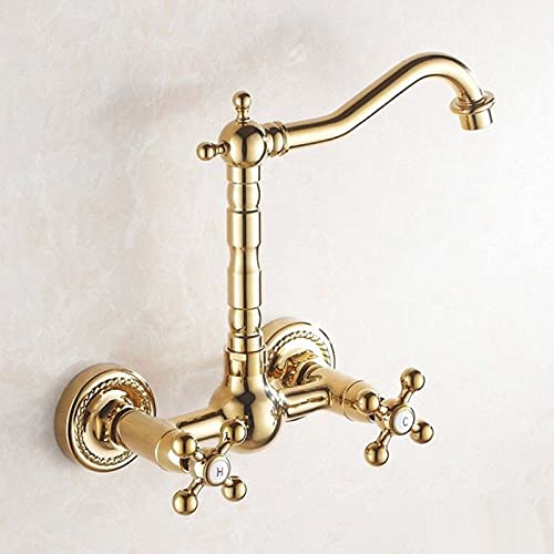Robinet de lavabo de salle de bain en laiton mural