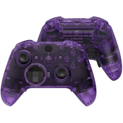 eXtremeRate Full Set Shell Buttons for Xbox One Elite Series 2 Controller, Clear Atomic Purple Replacement Faceplate Back Plate Bottom Shell Case with Buttons for Xbox Elite Series 2 Core Controller