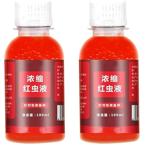 Red Worm Concentrate,Red Worm Bait Fish attractant,Red40 Red Ink Fishing Liquid,Fish Lure Attraction Enhancer, Smell Bait Food for Fishing Trout, Cod, Carp, Bass (2PCS) Cover