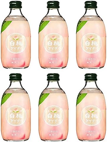Tomomasu Japanese Peach Cider Soft Drink (6 Pack, Total of 60fl.oz)