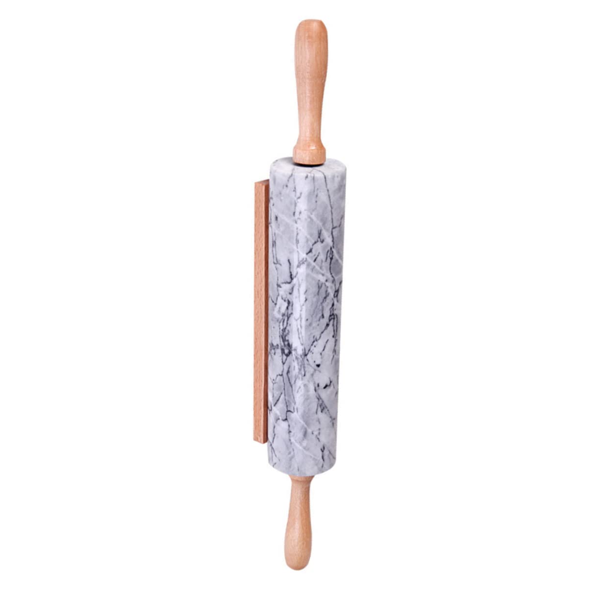 Rouleau à Pâtisserie en Marbre Poignée en Bois, 1 Pièce
