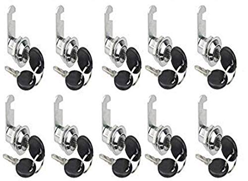 TOVOT 10 Pack 13 16” (20mm) Cabinet Keyed Cam Locks Tool Box Cabinet Locks w Cylinder & Keys(Keyed Different)
