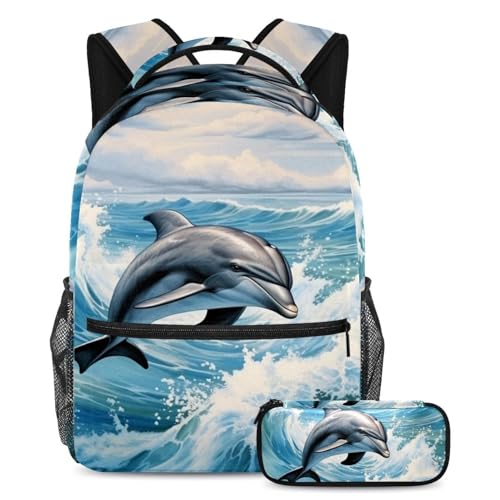 Sac à dos baleine grand volume contre le mal de dos ensemble cartable ado avec trousse