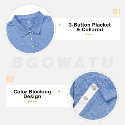 Image of BGOWATU Women's Golf Shirts Sleeveless Polo Shirts Collared 3 Buttons Tennis Tank Tops UV Protection Quick Dry