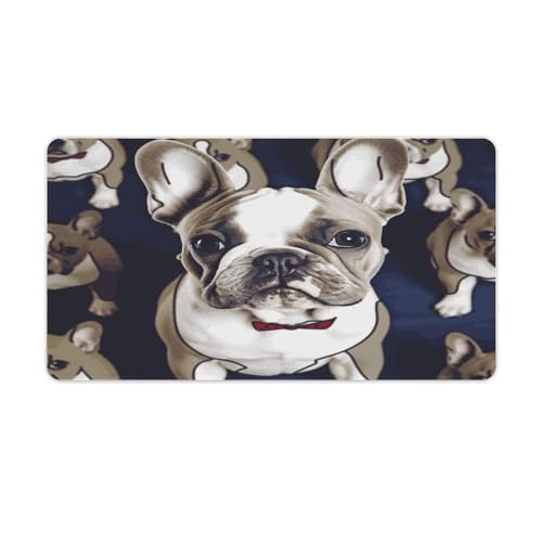 Grand tapis de souris bouledogue français imperméable pour gamer