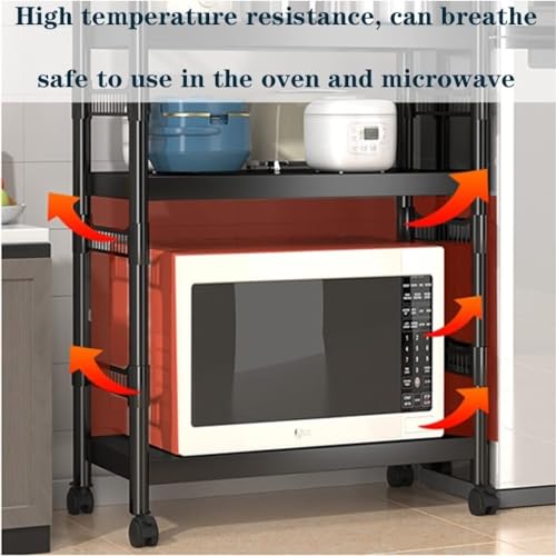Utility Kitchen Baker's Rack con supporto per microonde a 4 ripiani, carrello per caffetteria, carrello su ruote, salvaspazio, per casa e cucina - immagine 5