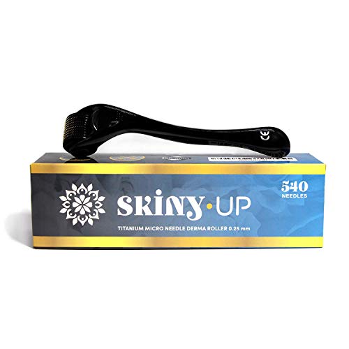 Derma Roller Cosmetic Massager Tool for Face and Body 540 Titanium 0.25mm Skin Care Tool for Home Use Includes Free Storage Case