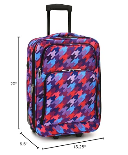 Elite Luggage Softside Printed Carry-on Rolling Luggage, Houndstooth, Carry-on 20-Inch