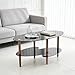 Glass Coffee Table, Modern Furniture Decor 3-Tier Modern Oval Smooth Glass Tea Table End Table for Home Office with Tempered Glass Boards & Sturdy Chrome Plated Black Legs