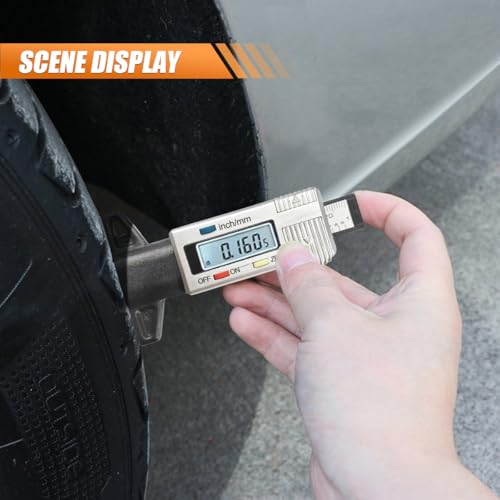 Image of ZIMISI LCD Display Tire Tread Depth Gauge, Digital Tire Depth Gauge with Inch /MM Conversion of 0-1 Inches, Tread Checker Tester Measuring Gauge Tool for Car Motorcycle Truck SUV (Silver)